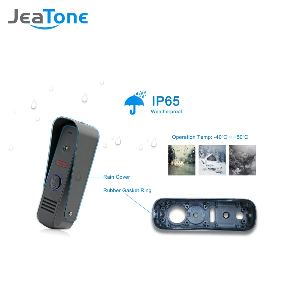 

JeaTone Color 10" LCD Touch Key Monitor Video Door Phone Doorbell Intercom System Recording & Picture Memory IR Camera Kit 2v2