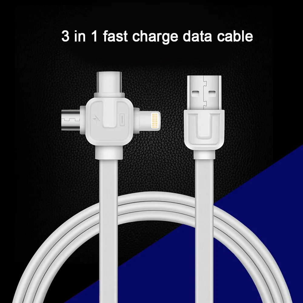 3 в 1 Micro usb type C кабель для зарядки iPhone 7 8 Plus X Xiaomi 6 быстрой синхронизации данных TPE