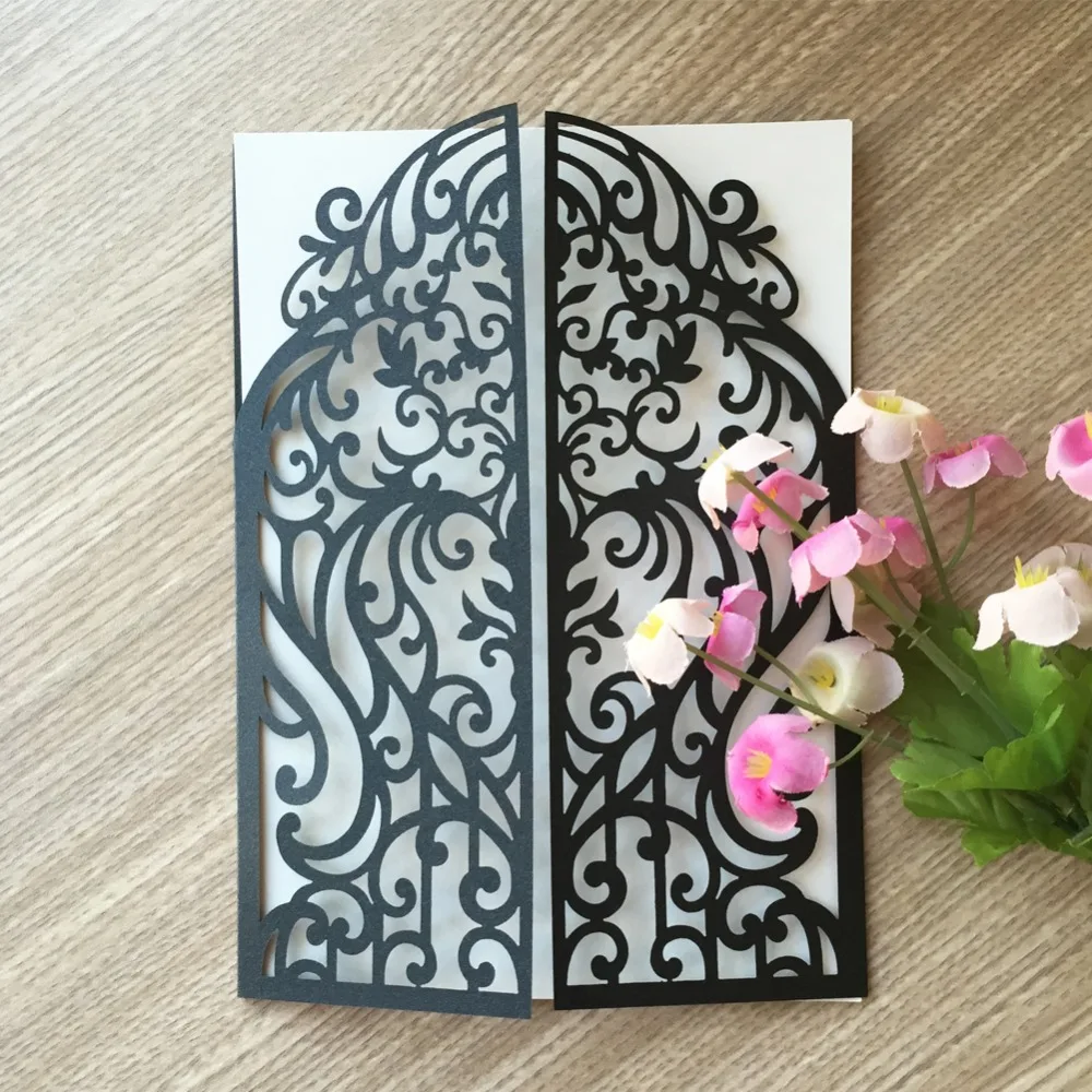 100pcs Pearl Shimmer paper Ctaft New Arrived two folded Love Door card Wedding Invitation Card Greeting invitation Blessing | Дом и сад