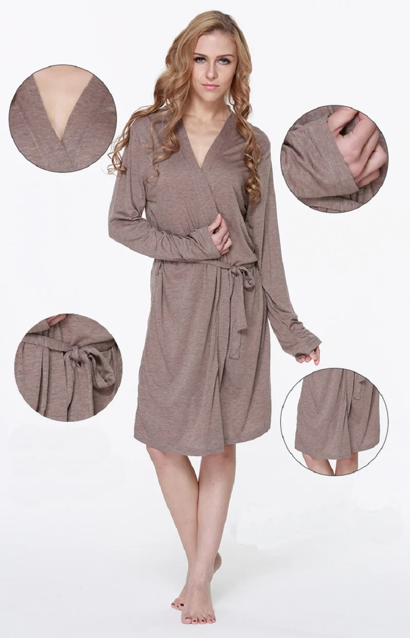 CooLMiFashion, женские халаты, мягкое кимоно, хлопок, темно-синий, стиль, трикотажный халат, окантовка, сексуальная ночная рубашка, одежда для сна, женский халат