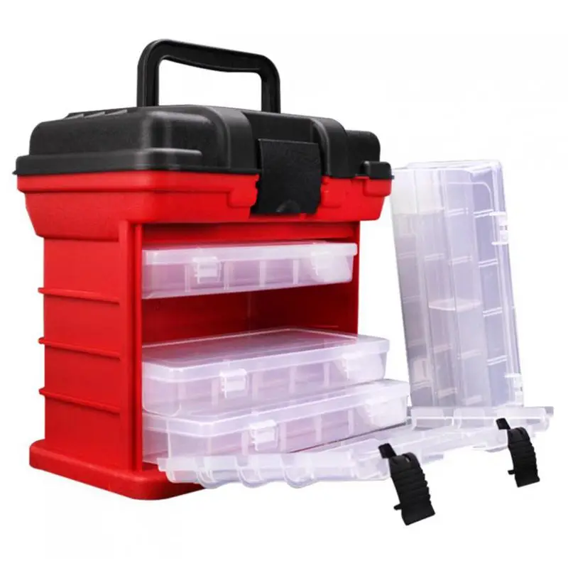 

26x15x25cm 4 Layer Portable Carp Fishing Tackle Boxes Fishing Reel Line Lure Tool Storage Box