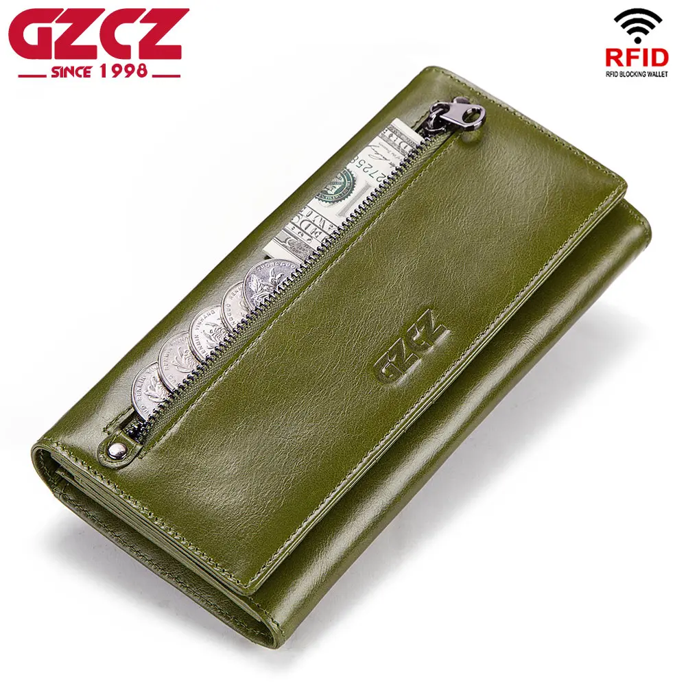 Женские кошельки GZCZ из натуральной кожи роскошный брендовый длинный клатч