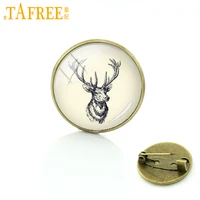 tafree elegant charming winter style deer art glass pins buck doe brooches animal scorpion hippo badge jewelry t848