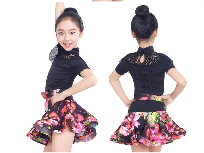 kids latin dress Rumba cha salsa tango vestido latino Latin dance competition leopard print MW M0027 | Тематическая одежда и