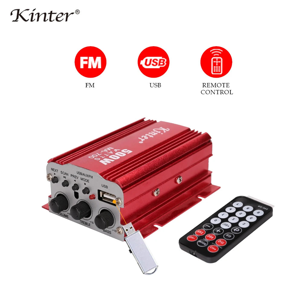 Kinter MA 700 оптовая продажа мини усилитель аудио 2.0CH DC12V Поддержка USB вход FM радио