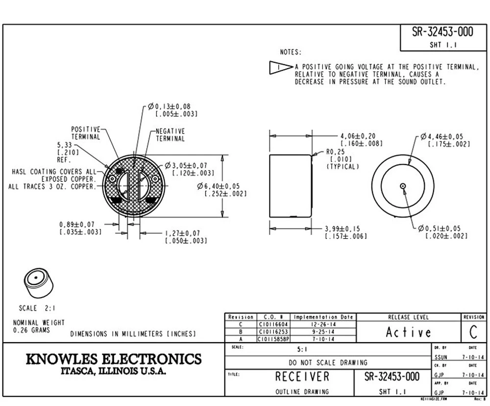2 шт. SR 32453 Knowles BA драйвер IEM излучателю с уравновешенным якорем приемник