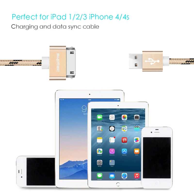 SUPTEC для iPhone 4 4s 3GS 3G iPad 1 2 3 iPod Nano touch 30 Pin USB кабель Быстрая зарядка оригинальный