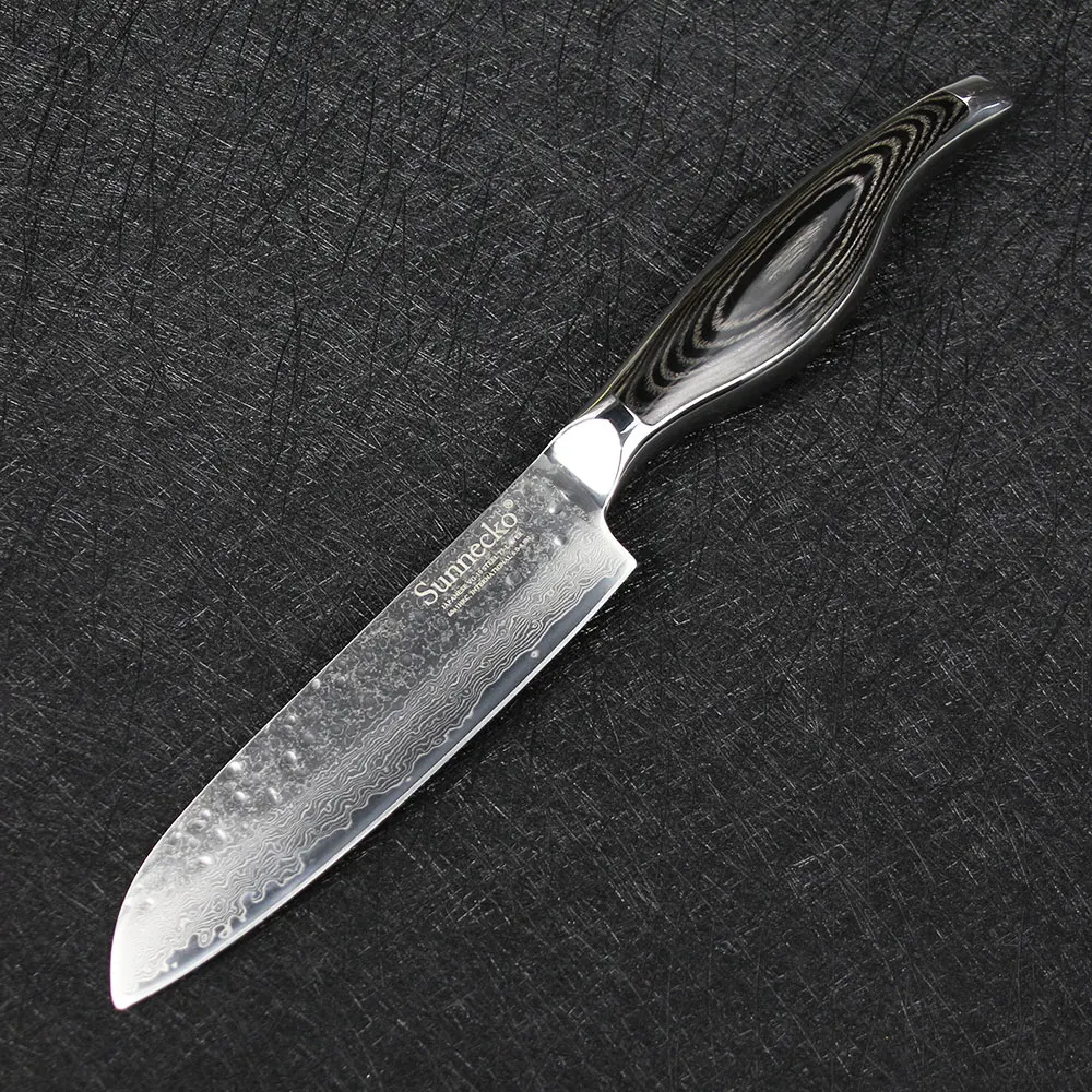 SUNNECKO 5 &quotдюймов Santoku Ножи Кухня ножи японский VG10 Дамаск Сталь острое лезвие