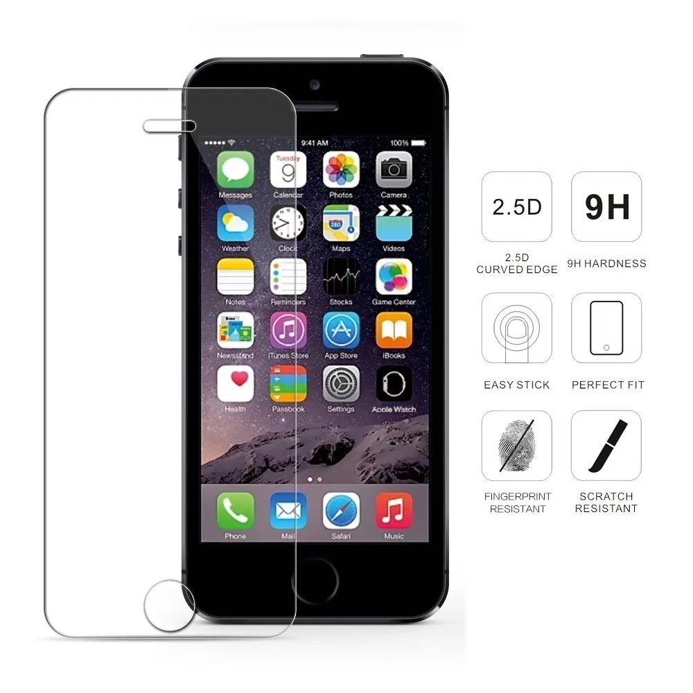 Для iPhone X Закаленное стекло для 6 6S 7 8 Plus Защитная пленка экрана 5 SE 5C 4