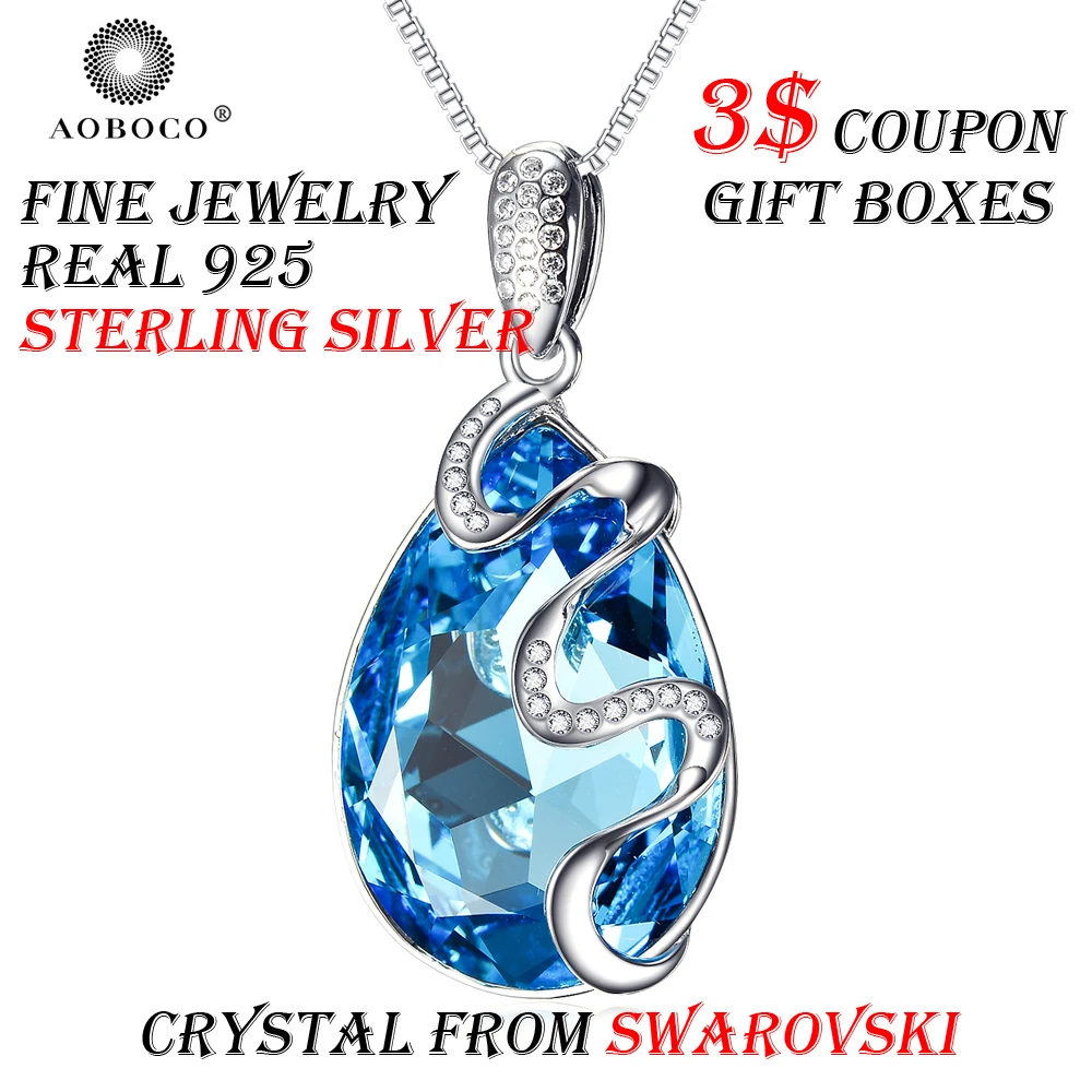 Подвеска с голубым кристаллом Swarovski из ленты подарок для женщин и девушек бренд