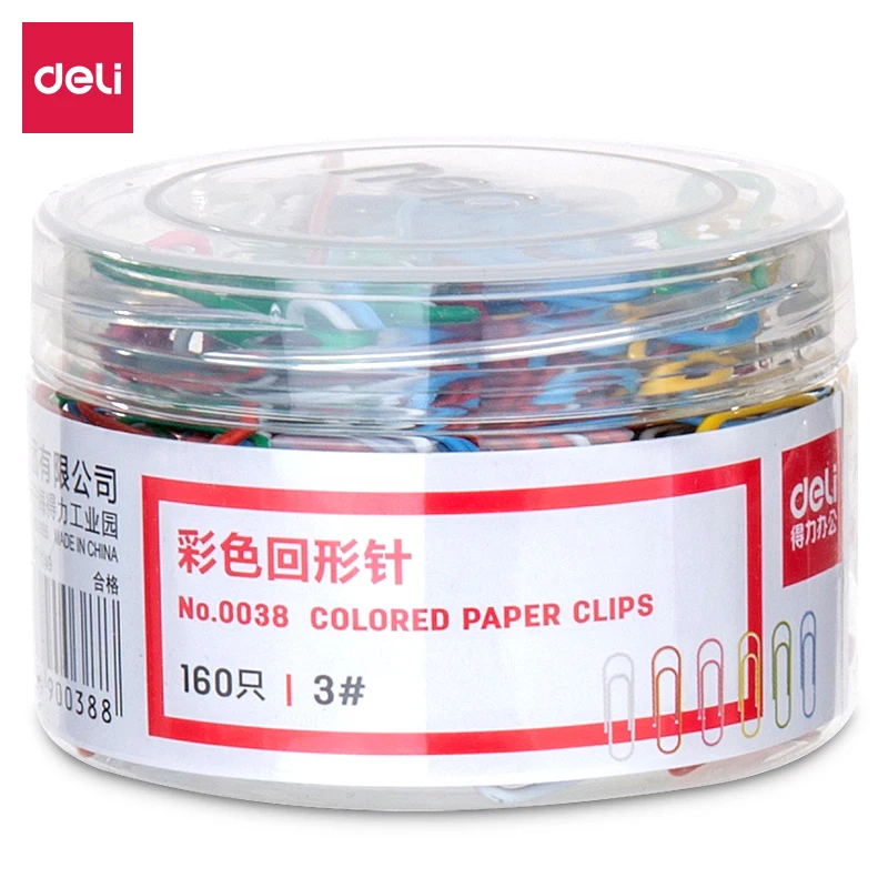 

Deli Stationery 160 Pcs/Barrel Color Paper Clips Student Stationery Large Metal Clips Learn Student Office Supplies