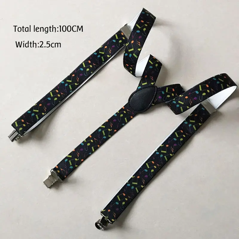 Adult notes New Men Women Y-Shape Small Stars Pants Clips Braces Adjustable Elastic Y-Back Suspenders - Color: Adult notes