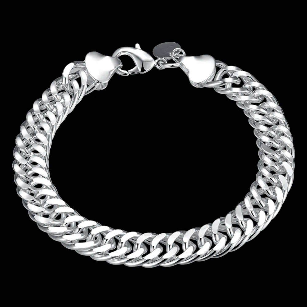 Men 10MM personality silver plated bracelets new listings high -quality fashion jewelry Christmas gifts | Украшения и аксессуары