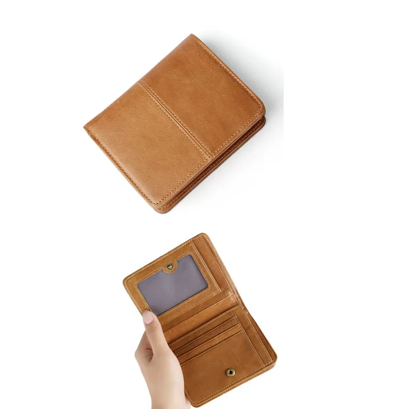 Мужской кошелек из натуральной кожи с RFID защитой тонкий бумажник коричневого и