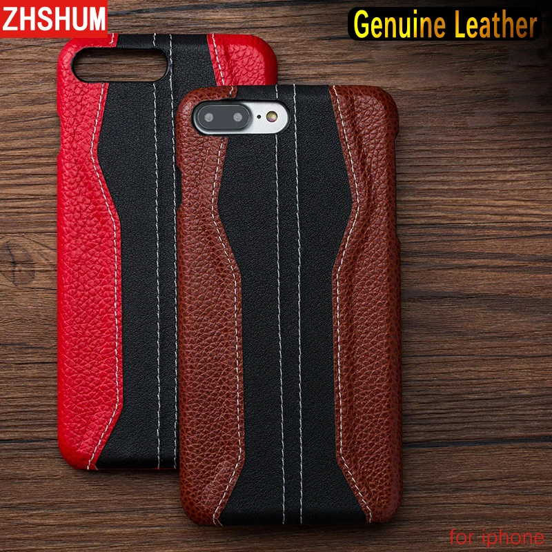 Mix Color Genuine Leather Case For Iphone X 8 7 Plus XS MAX XR 6S 6 10 Skin Luxury Handmade Full Back Cover for 5 SE |