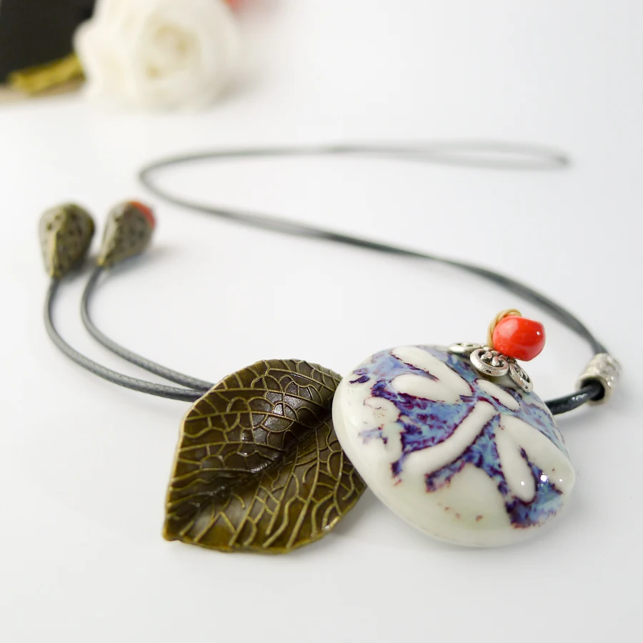 Керамика стрекоза кулон цепочки и ожерелья s керамика Цзиндэчжэнь Jewelry длинные