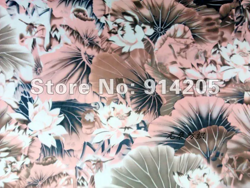 Senior high quality dress fabric traditional Chinese realistic painting lotus printed 2013 bamboo style elastic chiffon | Дом и сад