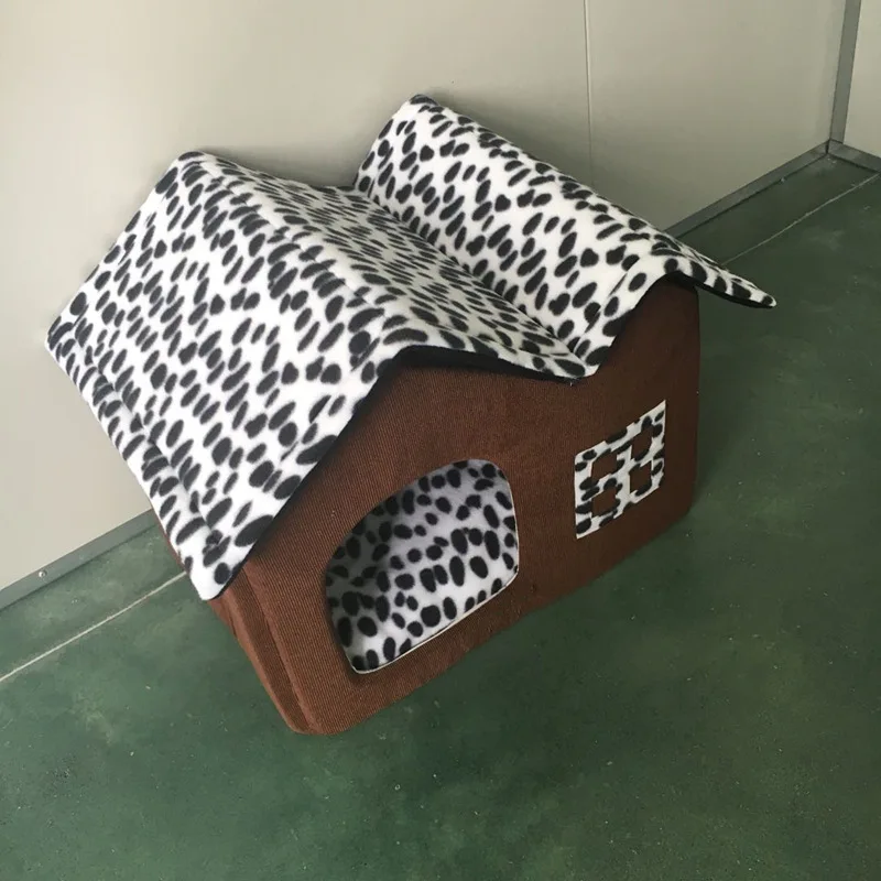 Pet Dog House Double Room Brown Bed Soft Warm 55 X 40 42 cm Product | Дом и сад