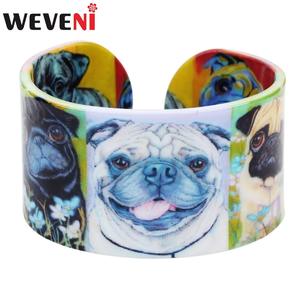 WEVENI Plastic Animal French Bulldog Pug Dog Bangle Bracelet Indian Fashion Jewelry For Women Girl Wholesale Craft Accessories | Украшения