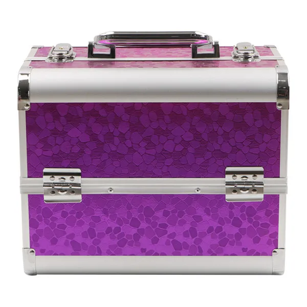 Purple Женский косметический чехол из алюминиевого сплава, профессиональная многослойная коробка для макияжа, красивые татуировки гвоздь, художественный инструмент для накладывания лака для ногтей, органайзер для хранения - Цвет: Purple