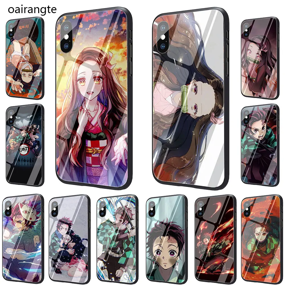 Чехол для телефона из закаленного стекла Kimetsu no Yaiba, аниме, Demon Slayer для iPhone 11 Pro 6 6S Plus 7 8 Plus X XS XR XS Max
