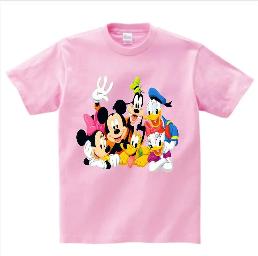 pink childreT-shirt Детская футболка с забавным принтом «Микки Маус» футболка с короткими рукавами для мальчиков и девочек коллекция года, летние детские футболки для отдыха, camiseta N - Цвет: pink childreT-shirt