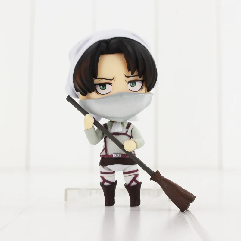 10 см Levi Ackerman Figura Giocattolo Modello Pulizia Attacco аниме su Titan ПВХ фигурка модель per i ragazzi buoni