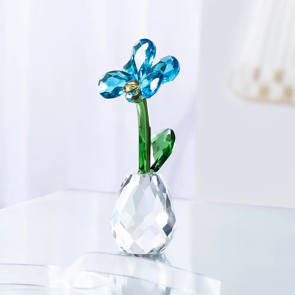 H&ampD Crystal Moth Orchid Flowers Figurines Paperweight Glass Art Table Ornaments Souvenir Home Wedding Decorative Gifts For Her | Дом и сад