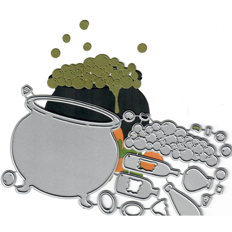 Halloween Cauldron and potion NEW Metal Cutting Dies Scrapbooking for Card Making DIY Embossing Cuts Lucky Goddess Craft