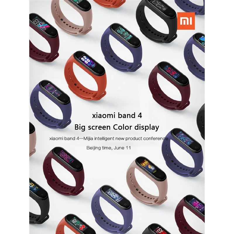 Оригинальный Xiaomi Mi Band 4 новейший смарт браслет Miband фитнес с пульсометром 135 мАч