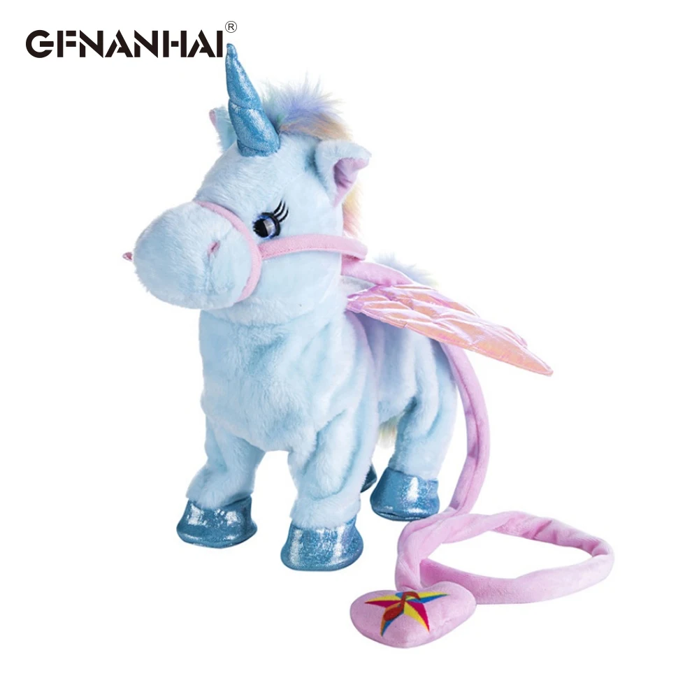 1 шт. 35 см электрическая ходячая игрушка единорог плюшевая чучело электронная