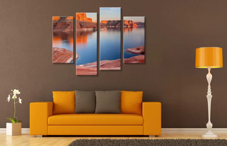 Everfun искусство Unframed 4 Панель печатных Sunset Пейзаж холст картины|canvas painting|sunset landscape