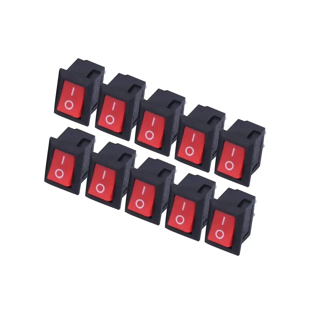 Red 10 шт. кнопочный переключатель 10x15 мм SPST 2Pin 3A 250 В KCD11 оснастка вкл/Выкл Лодка кулисный переключатель 10 мм* 15 мм черный красный и белый - Цвет: Red
