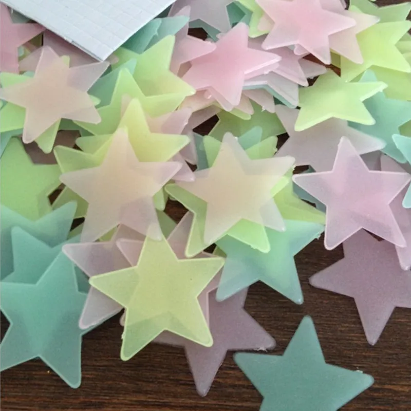 3D Star 100 шт. светится в темноте светящаяся флуоресцентная пластиковая наклейка на