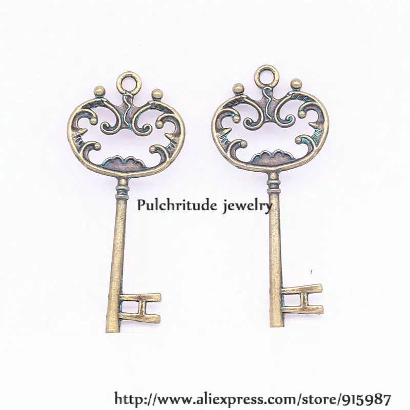 

Sweet Bell 15 pcs 30*68mm Vintage verdigris Metal Zinc Alloy Key Shape Pendants Charms Fit Jewelry Necklace Pendant Making D1211