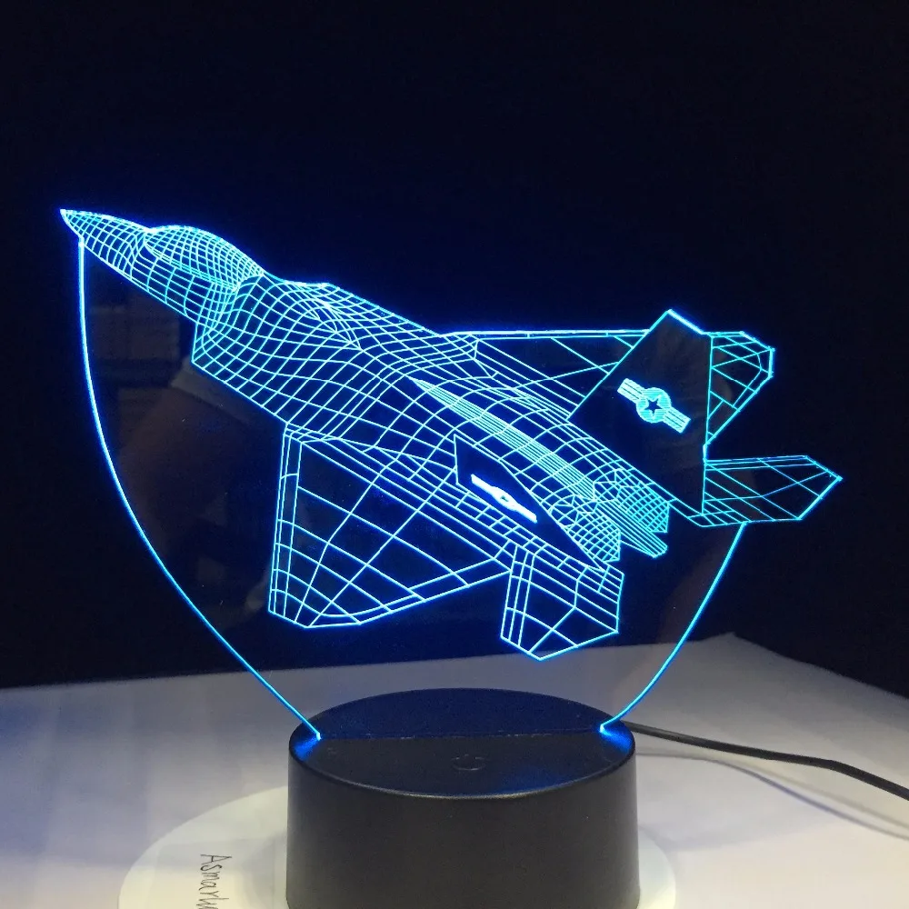 3D светильник новинка иллюзионный самолёт Воздушная Ночная лампа USB