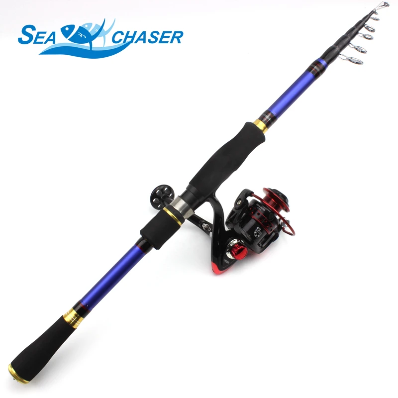 High Quality 1.8M 2.1M 2.4M 2.7M Carbon Spinning rod Telescopic Fishing Rod and Reel Combo lure Tackle Set | Спорт и развлечения