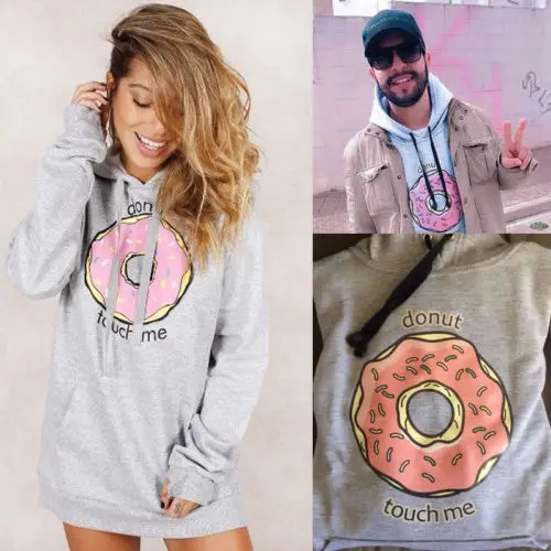 Толстовка унисекс с длинным рукавом принтом пончиков и карманами|women hoodies|printed