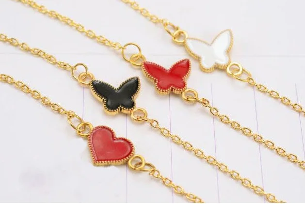 

11.11 Promotion Gift for Order More than $3 Red Black Clover Heart Butterfly Shape Women Charm Chain Bracelets Shipped Randomly