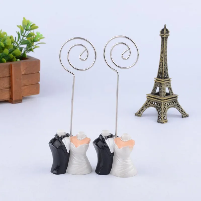 

100pcs lot Bride Groom design party decorations Resin table name holder place card holders wedding