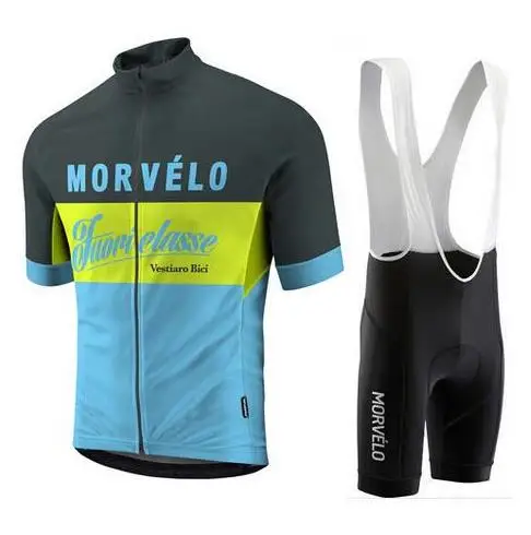 Morvelo дышащая летняя велосипедная майка с нагрудником шорты комплект велосипедная спортивная одежда рубашка быстросохнущая ropa ciclismo - Цвет: C1