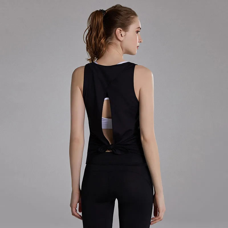 Спортивный топ для йоги без рукавов Спортивная футболка женщин фитнес бретелек