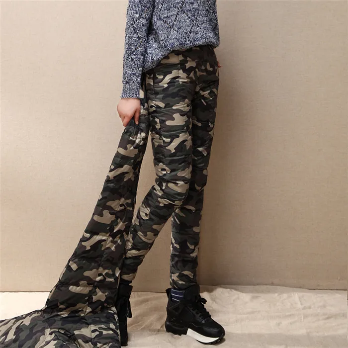 Camouflage-2 Новинка; сезон осень-зима; теплые брюки на утином пуху; женские камуфляжные брюки с эластичной резинкой на талии; женские повседневные узкие брюки; верхняя одежда; Mw116 - Цвет: Camouflage-2