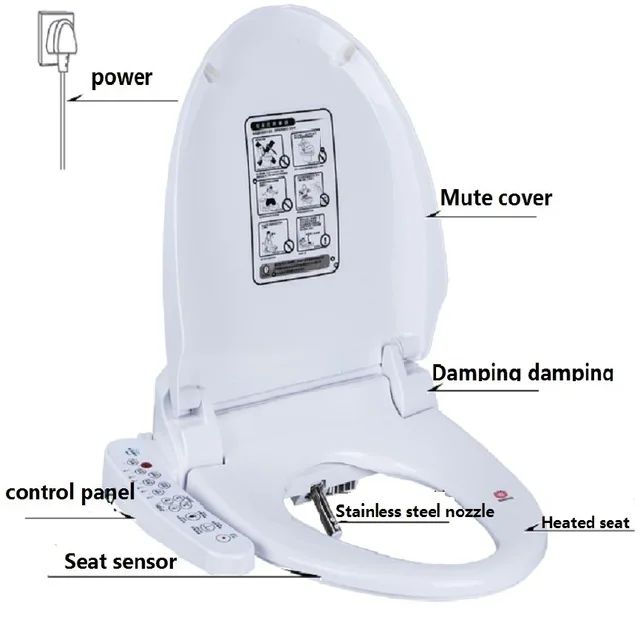 

Intelligent Toilet Seat Heated Washlet Electric Bidet Cover Heating Sits WC Female Washing Elongated 51CM AC110V 220V Available