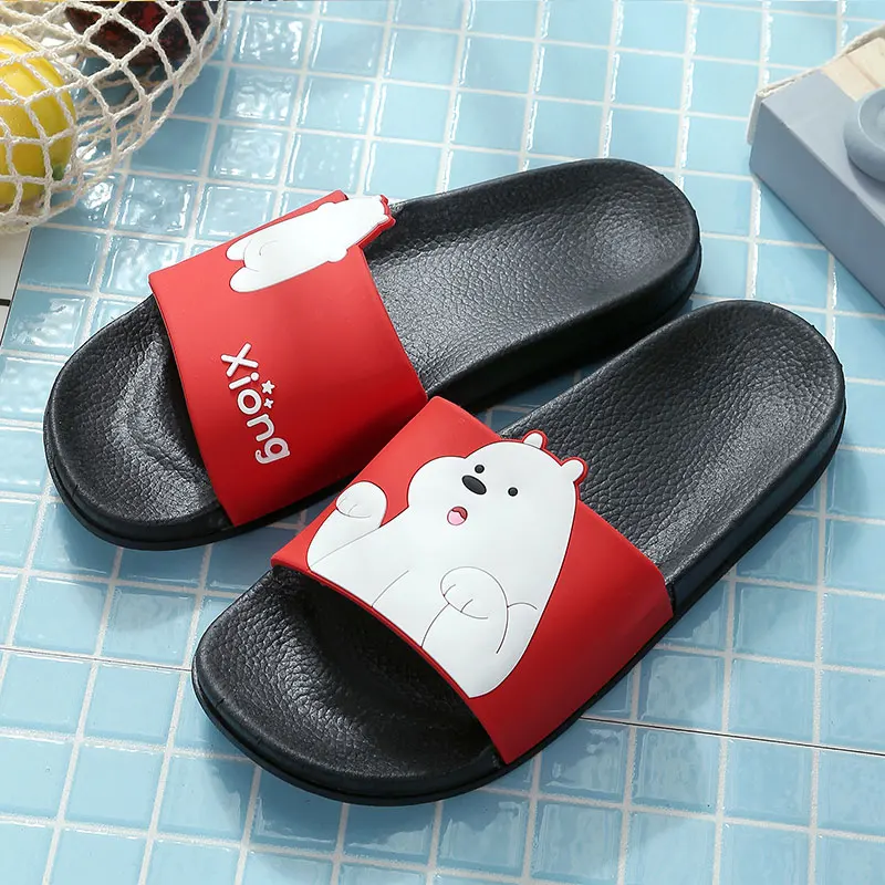 Женские шлепанцы с рисунком медведя сезон лето домашние тапочки женская обувь