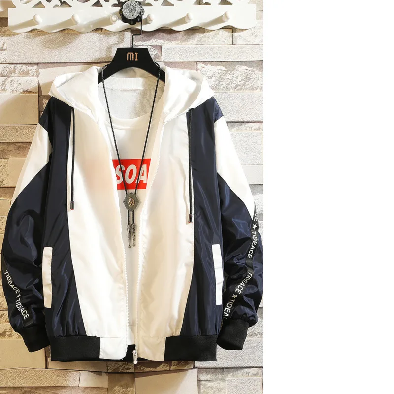 2018 весна и осень Для мужчин новый строчки контрастного Цвет куртка молодежная