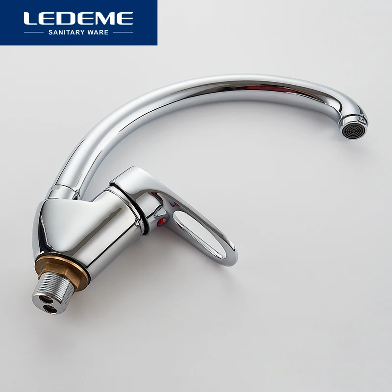 LEDEME Смеситель для кухни с гайкой латунь Цвет: хром L5904 | Обустройство дома
