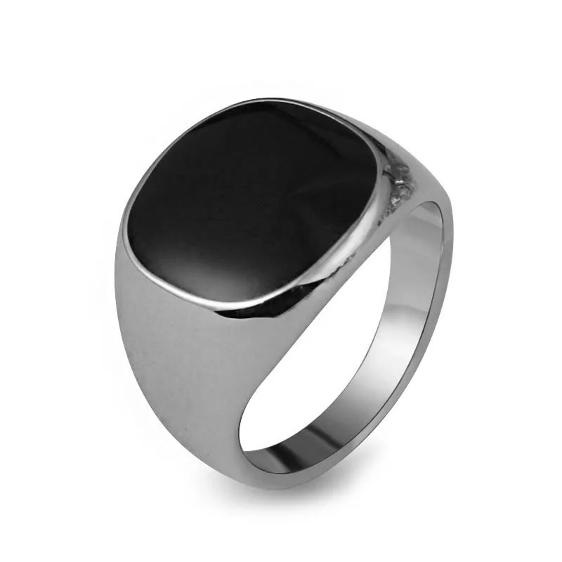 Silver B Ajojewel, Размер 7-12, классические Стразы золотого цвета, мужское черное кольцо из эмали, мужские кольца на палец - Цвет основного камня: Silver B