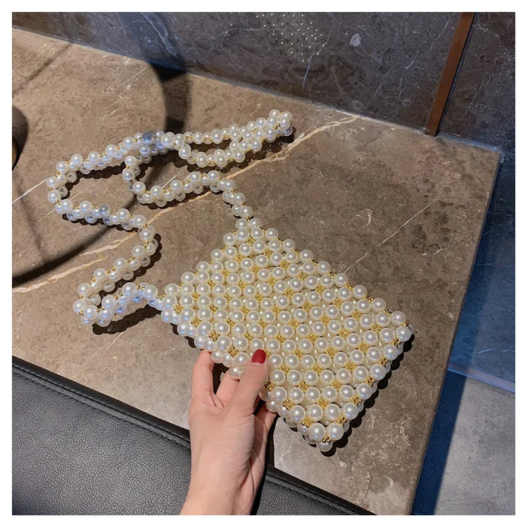 сумка женская 2019 Модный с жемчугом ручной работы из бисера для мобильного