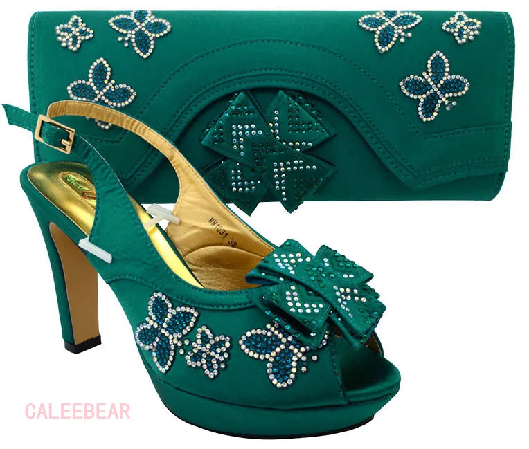 Мода фуксия Цвет итальянская женская обувь и сумочка в комплекте украшенные